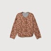 Veste droite manches longues col rond camel femme