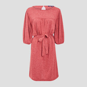 Robe droite ceinturée orange foncé femme