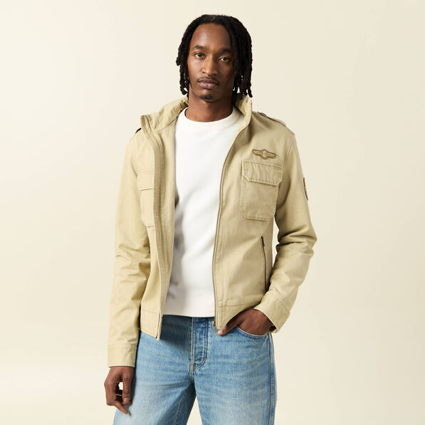 blouson style biker zippe beige homme Blouson style biker zippé beige homme
