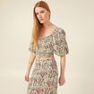 Blouse manches courtes smockée multicolore femme
