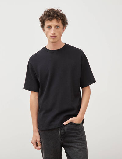 T-shirt ample col rond manches courtes noir homme