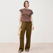 T-shirt manches courtes marron fonc&eacute; femme