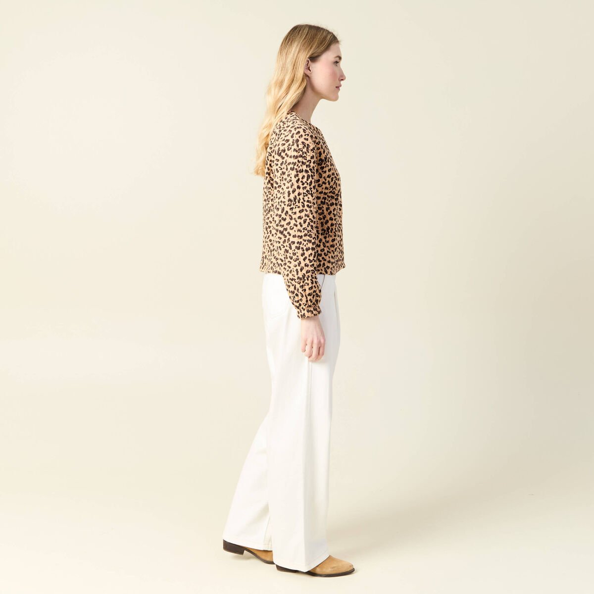Gilet manches longues camel femme