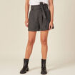 Short paperbag taille haute gris foncé femme