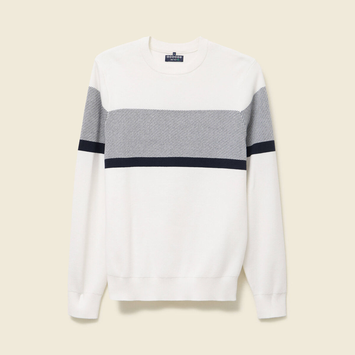 Pull col rond ecru homme
