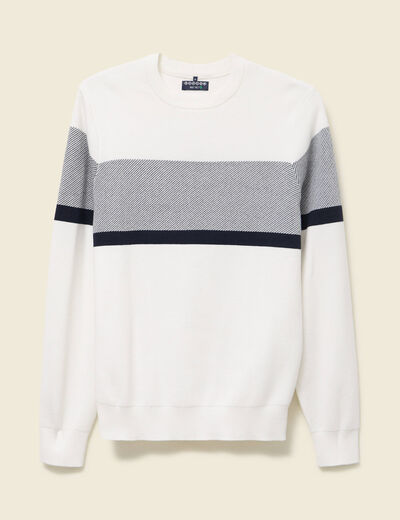 Pull col rond ecru homme