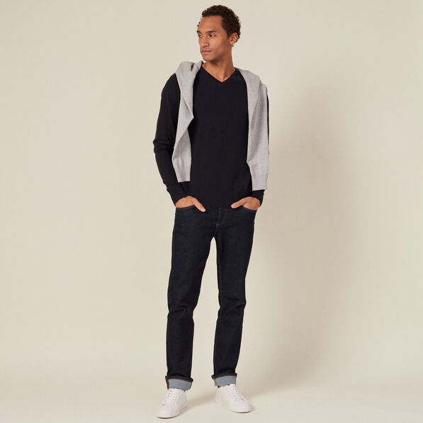 Pull manches longues bleu foncé homme