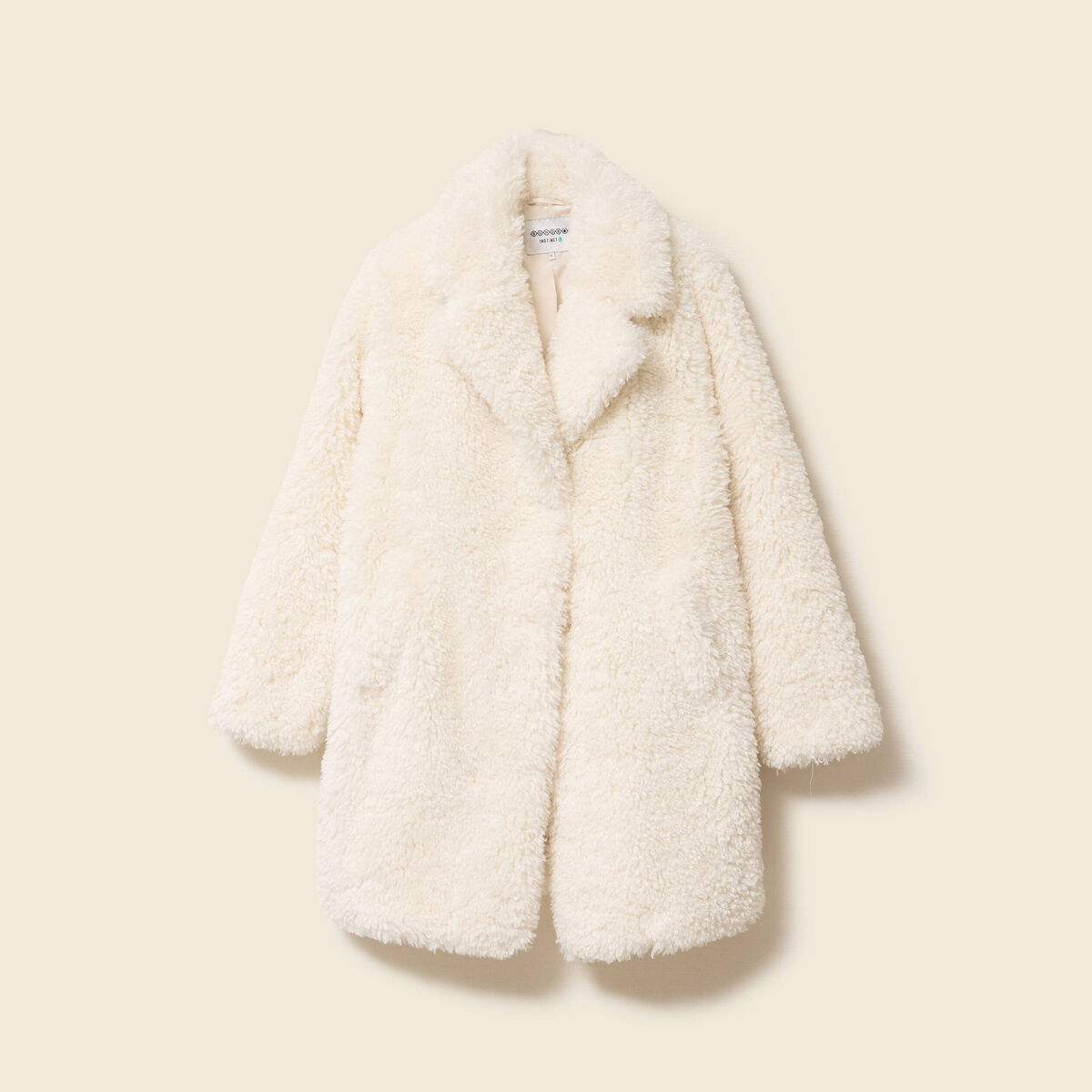Manteau oversize long effet polaire creme femme