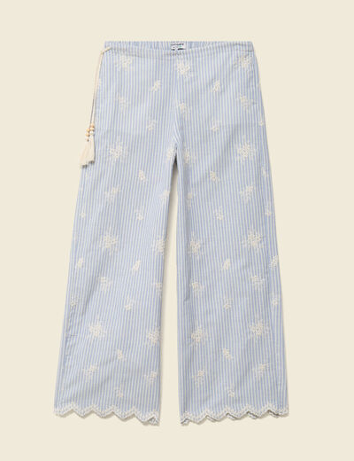 Pantalon loose taille standard bleu clair femme