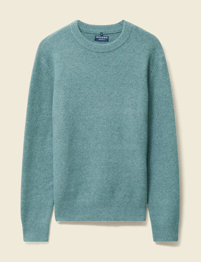 Pull manches longues col rond bleu gris homme