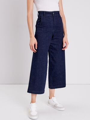 Jeans large taille haute denim brut femme