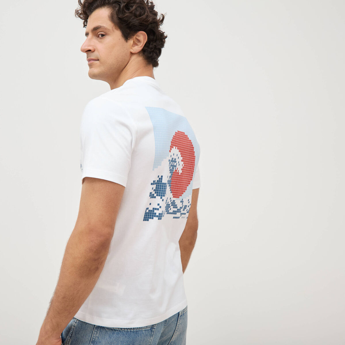 T-shirt droit en coton manches courtes blanc homme