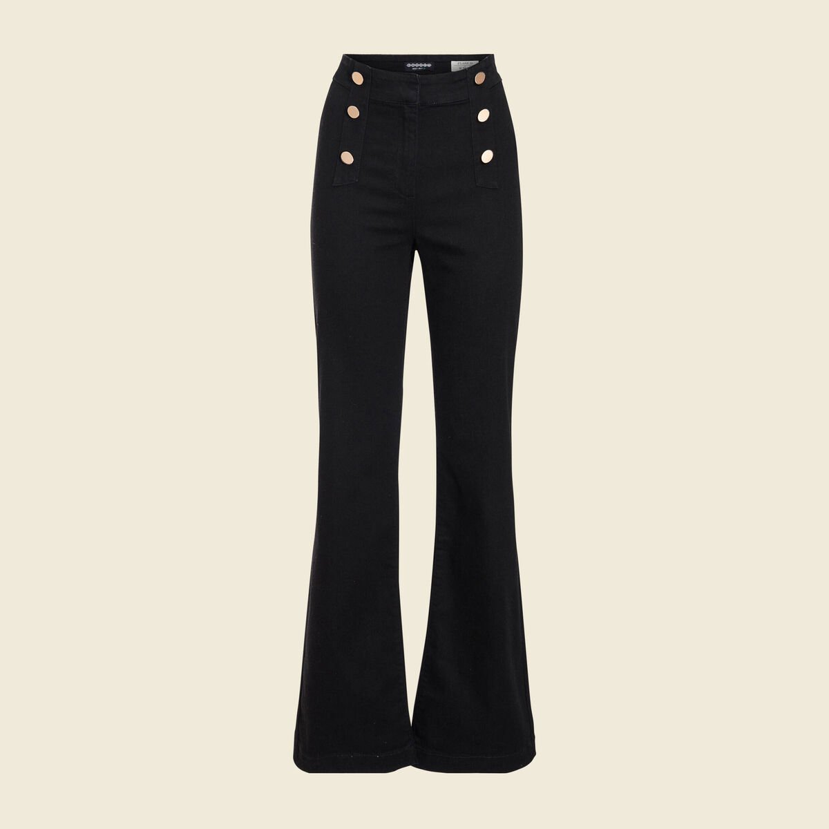 Jeans flare à pont denim noir femme