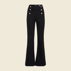 Jeans flare à pont denim noir femme