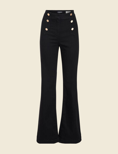 Jeans flare à pont denim noir femme