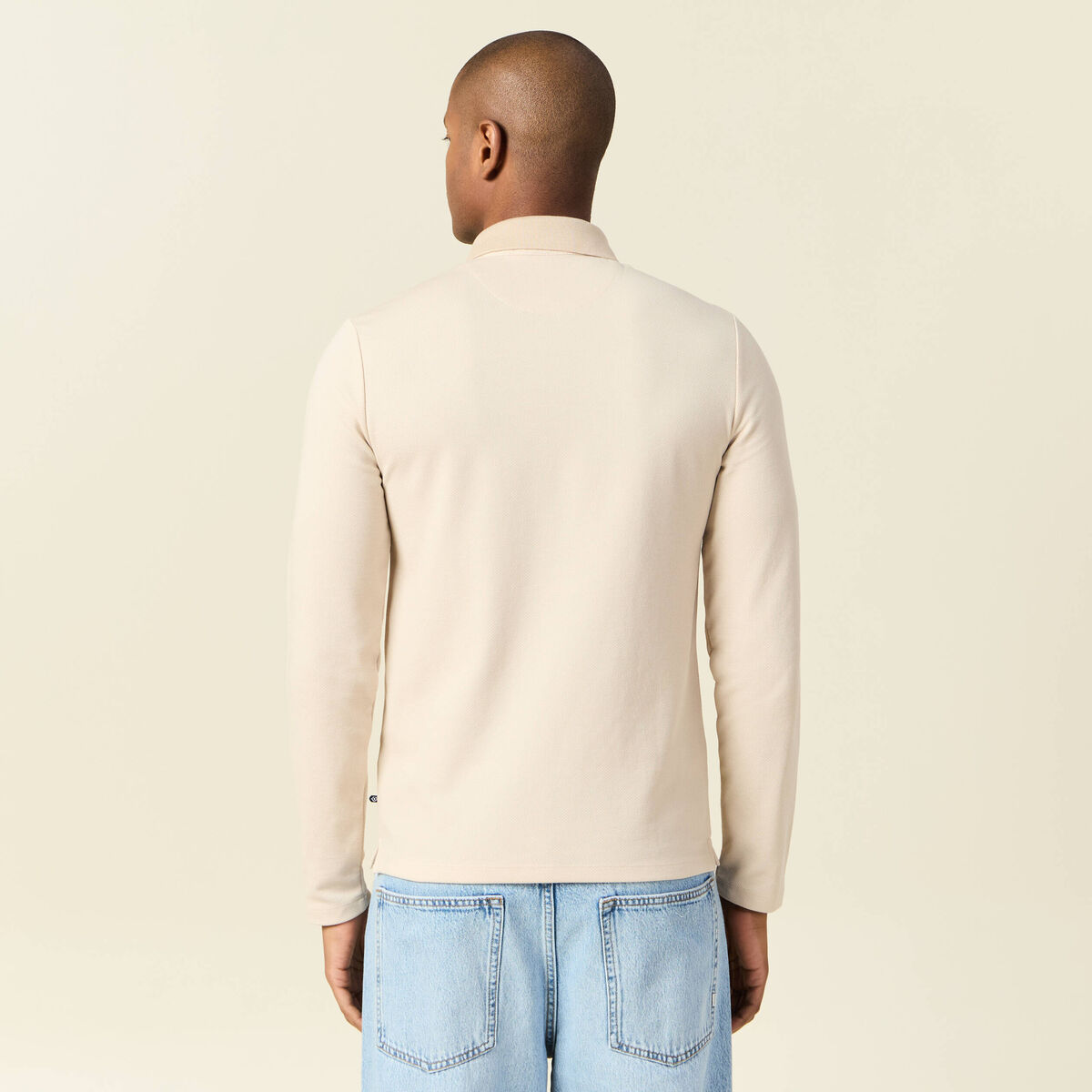 Polo manches longues sable homme