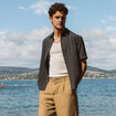 Chemise ajour&eacute;e coupe boyfriend bleu marine homme