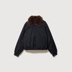 Blouson ample court col classique noir femme