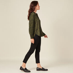 Chemise satin éco-responsable vert kaki femme
