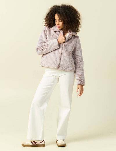 Manteau droit court col classique beige femme