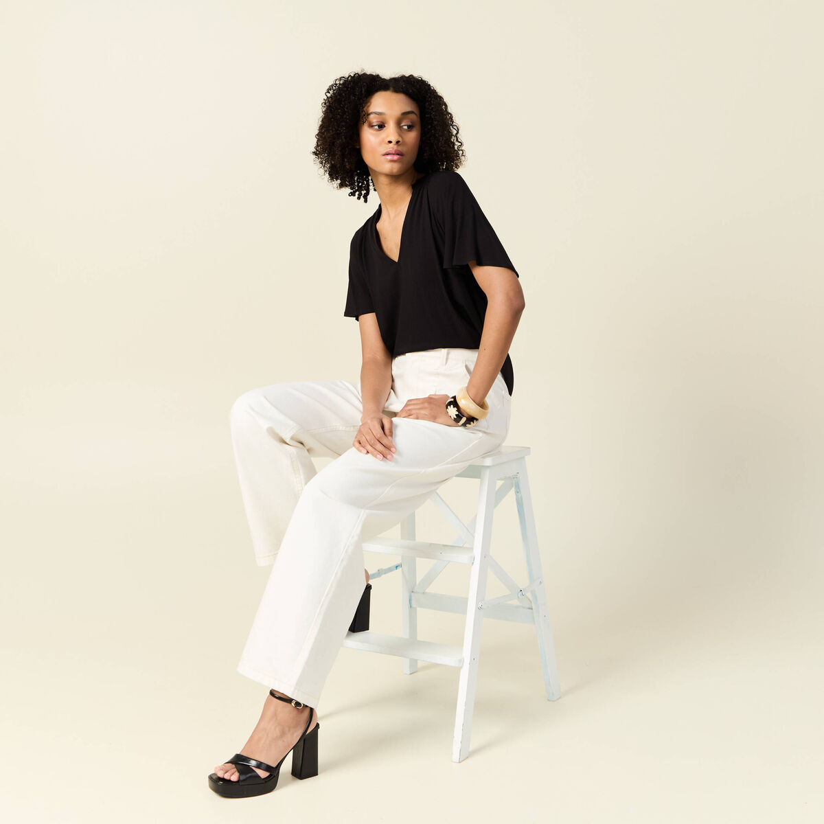 Blouse manches courtes noir femme