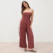 Combinaison bustier sans manches marron cognac femme