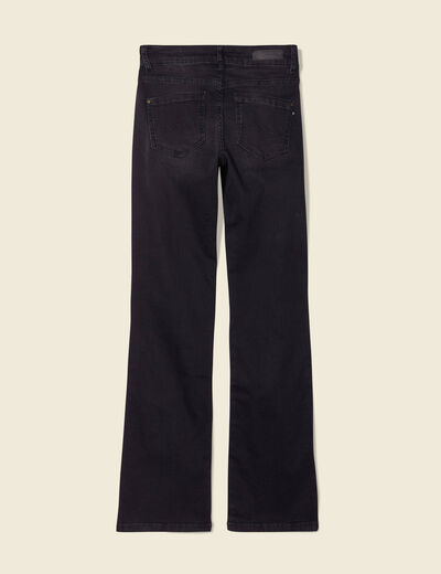 Jeans bootcut détails tressés denim noir femme