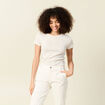 Short cintré manches courtes col rond beige femme