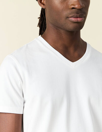 T-shirt col V homme Instinct blanc homme