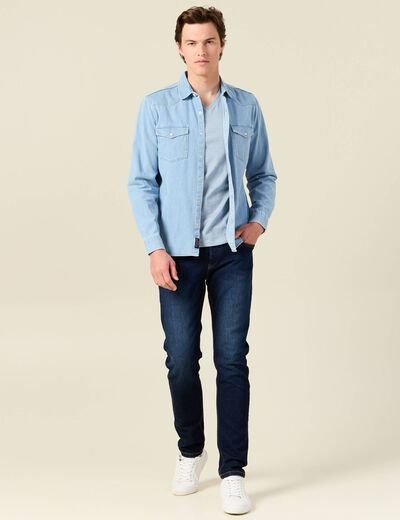 T-shirt manches courtes homme bleu gris homme