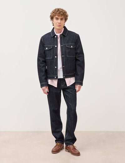 Jeans straight en coton longueur 32 denim brut rinse homme