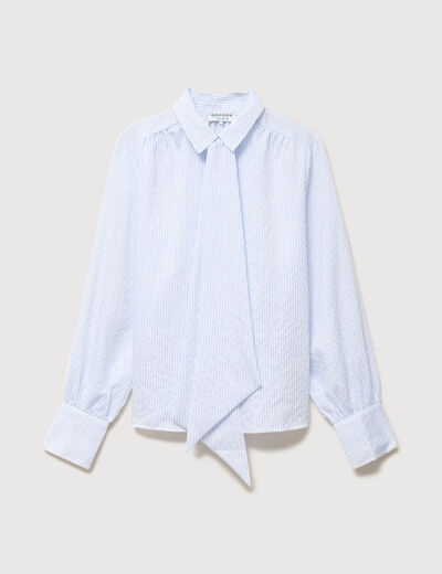 Chemise manches longues col am&eacute;ricain bleu ciel femme