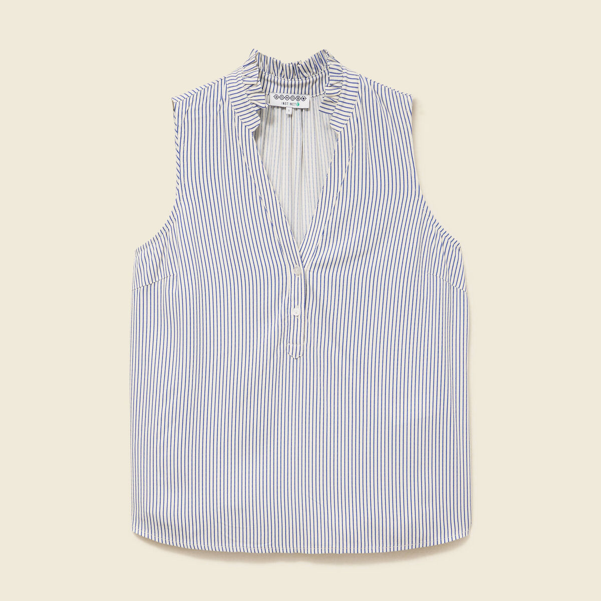 Top sans manches col montant bleu femme