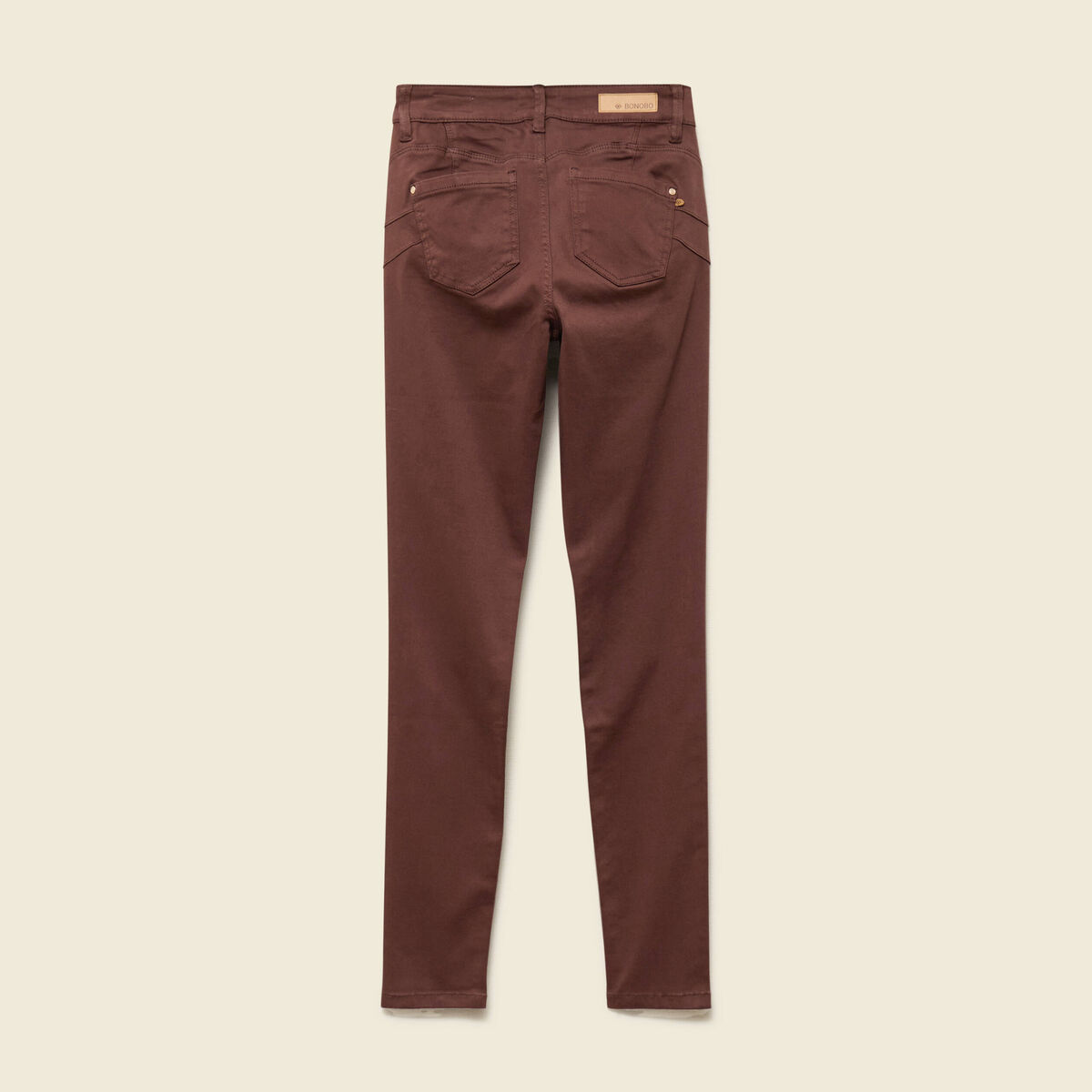 Pantalon skinny push-up taille standard marron fonc&eacute; femme