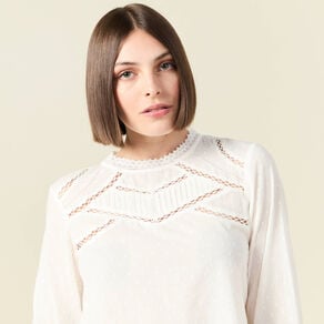 blouse manches 34 ecru femme Blouse manches 3/4 ecru femme