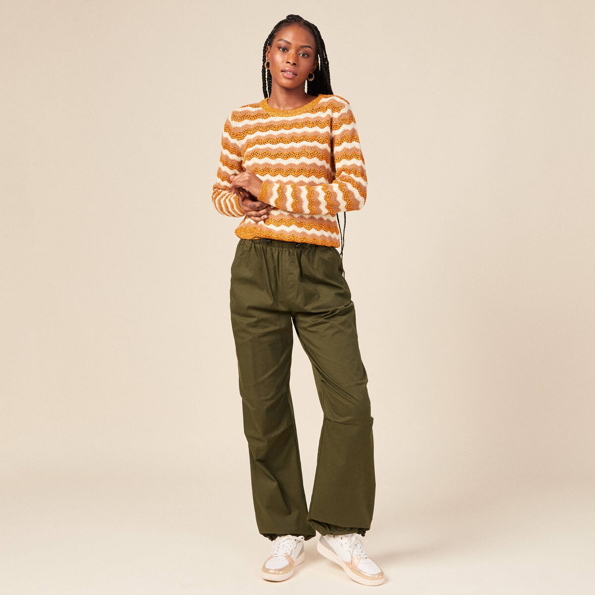 Pull ajouré éco-responsable rouge foncé femme