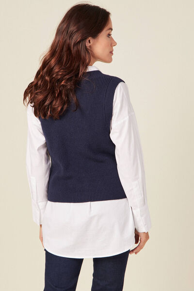 Pull éco-responsable bleu marine femme