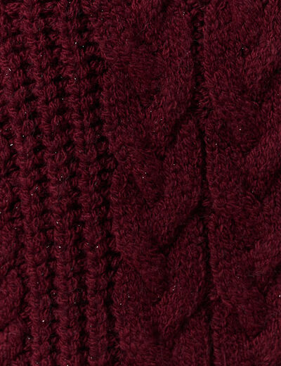 Pull manches longues col roulé rouge foncé femme