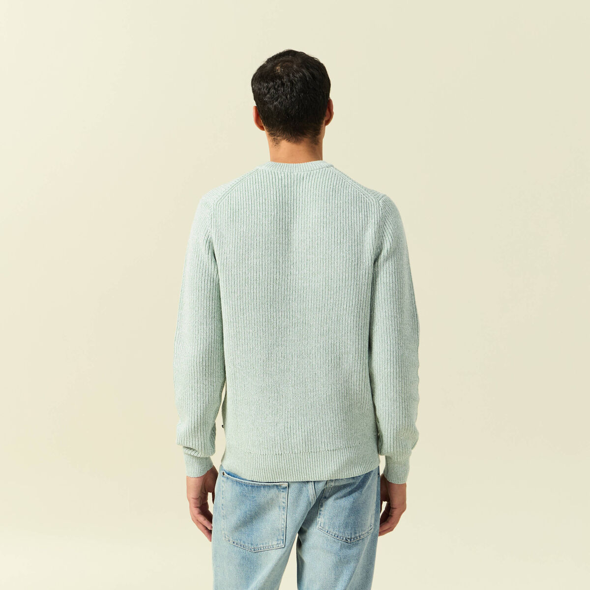 Pull manches longues vert pastel homme