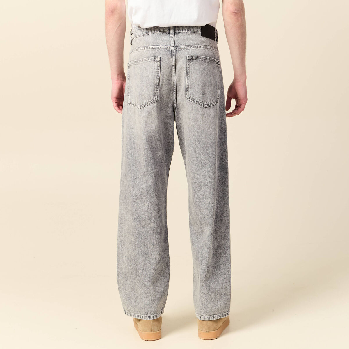 Jeans large 5 poches longueur 32 denim snow gris homme