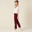 Pantalon bootcut velours prune femme