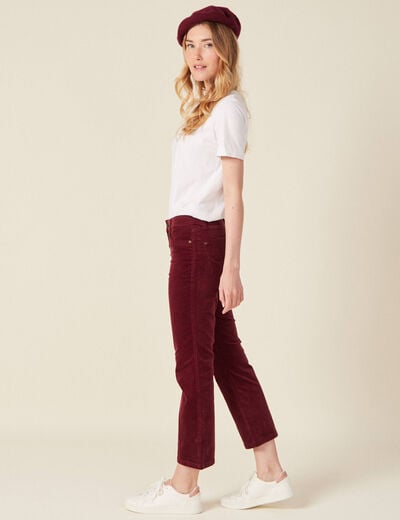 Pantalon bootcut velours prune femme