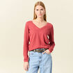 Pull à manches longues rose framboise femme