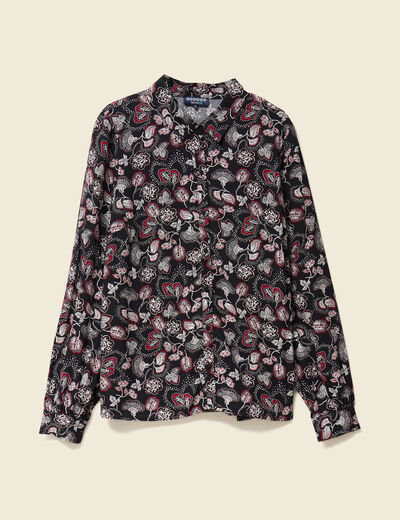 Chemise manches longues fluide noir femme