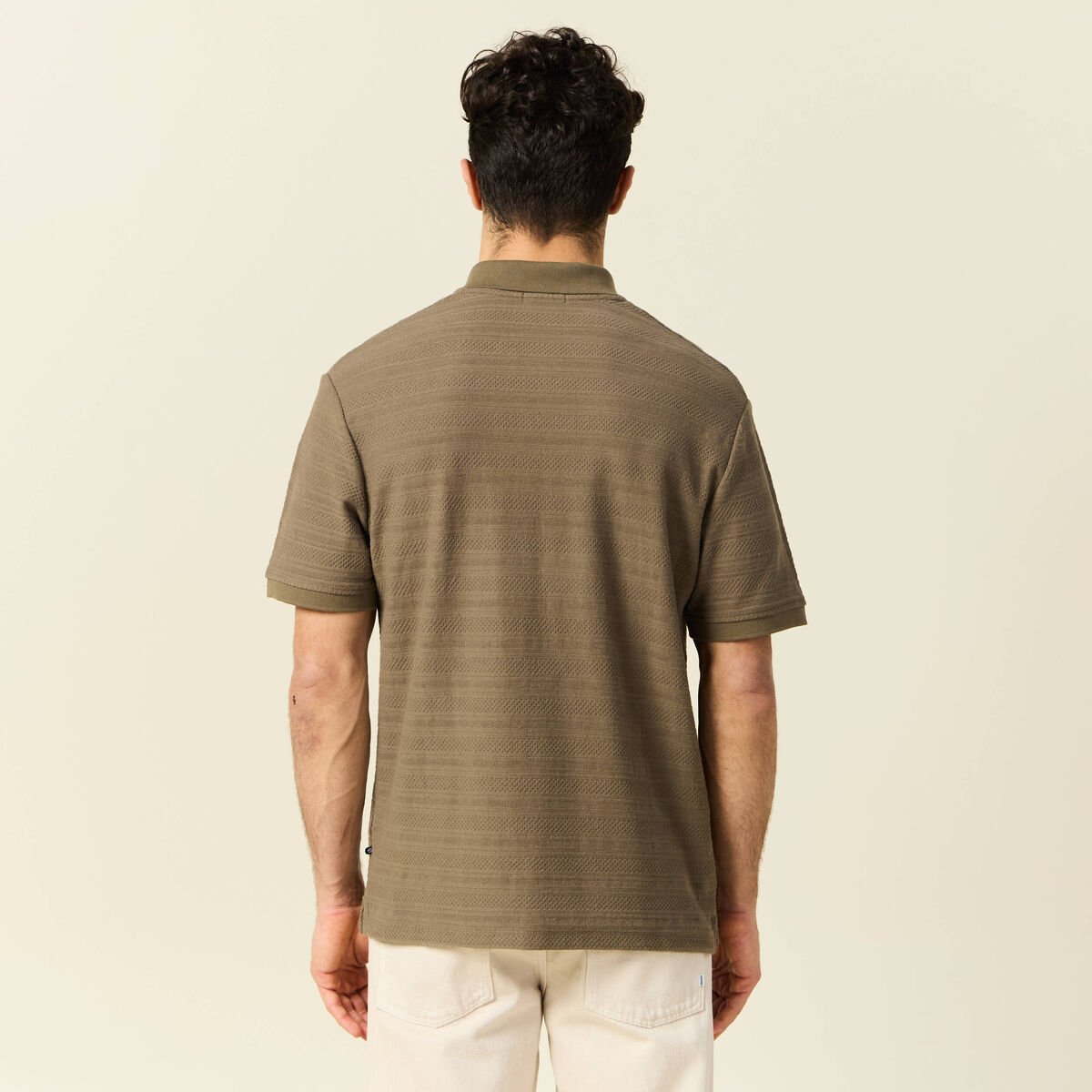 Polo manches courtes vert kaki homme