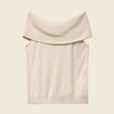 D&eacute;bardeur tricot sans manches creme femme