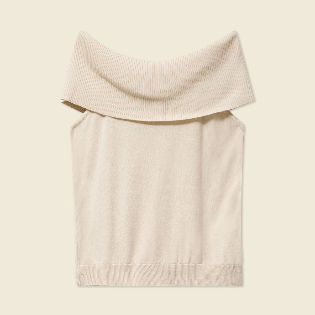 D&eacute;bardeur tricot sans manches creme femme