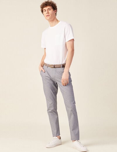 Pantalon chino ceinturé bleu marine homme