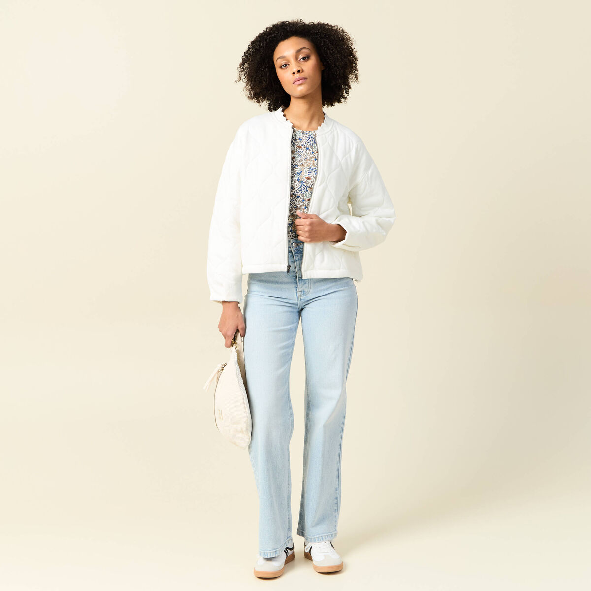 Gilet matelassé ecru femme
