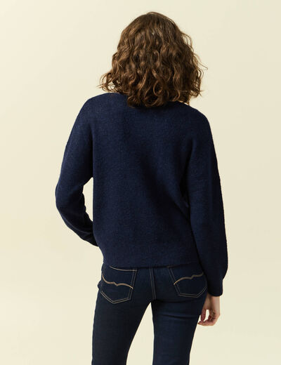 Pull manches longues bleu marine femme